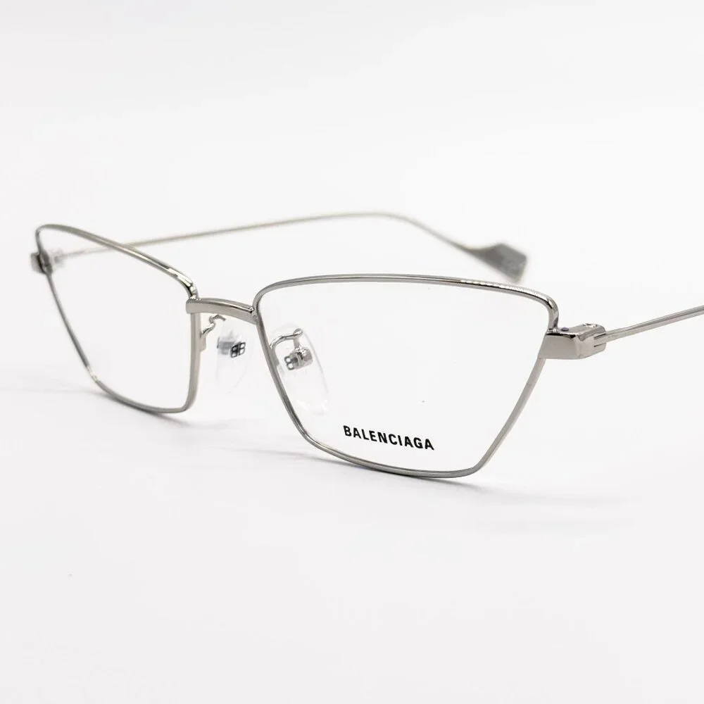 NEW BALENCIAGA EYEGLASSES BB0091O 002 CAT EYE SILVER WOMEN EYEWEAR BALENCIAGA